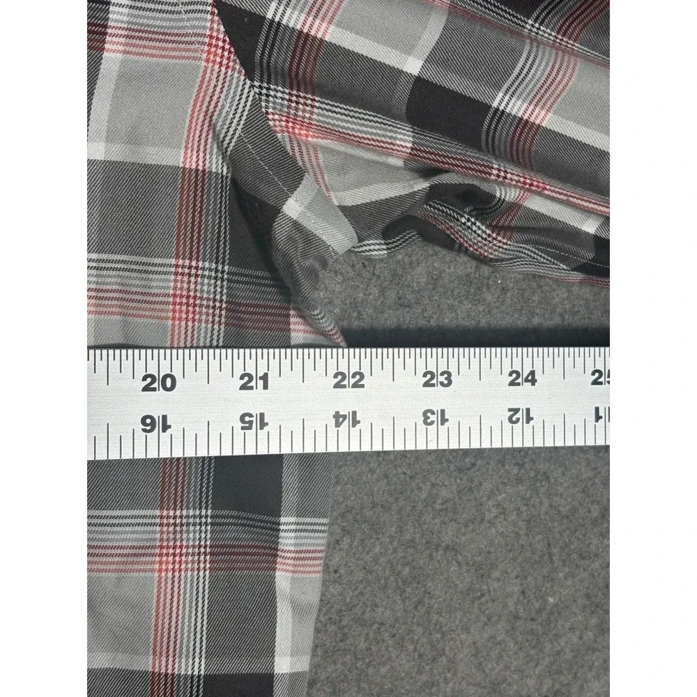 Banana Republic Grant Fit Non-Iron Plaid‎ Shirt Mens XL Grey Red Long Sleeve